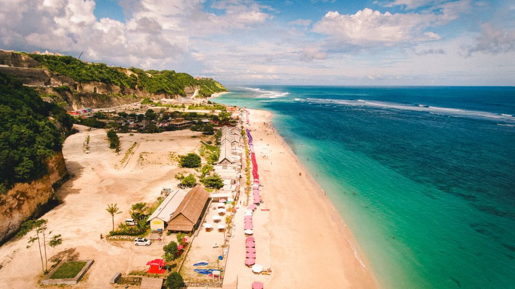 Ariel view of a beach on Pandawa Beach in Bali