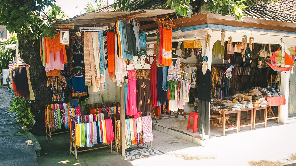 Local wear in the street shops of Sanur